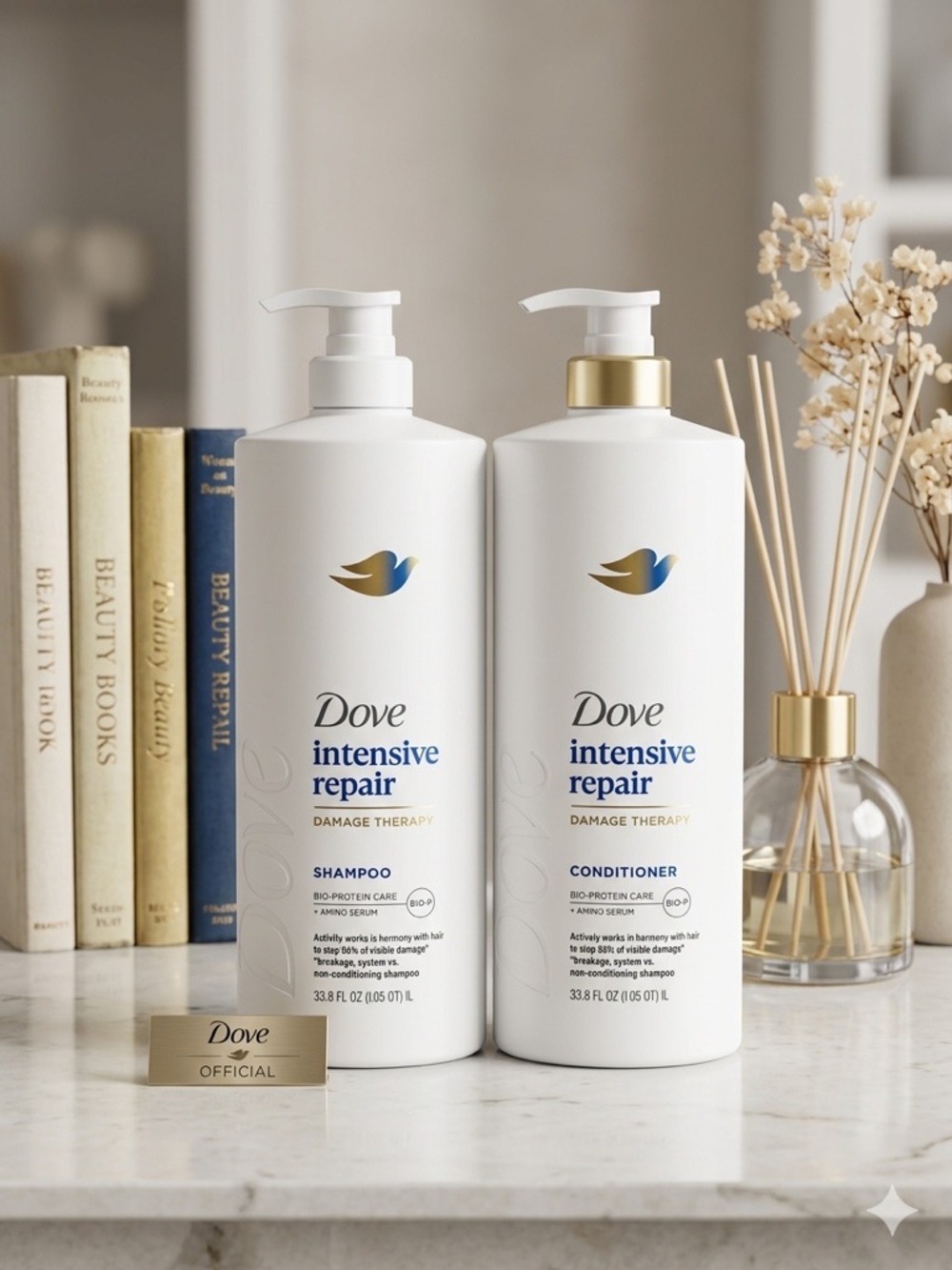 Dove Intensive Repair Shampoo & Conditioner Set - Huge 33.8fl oz (each) 1L New